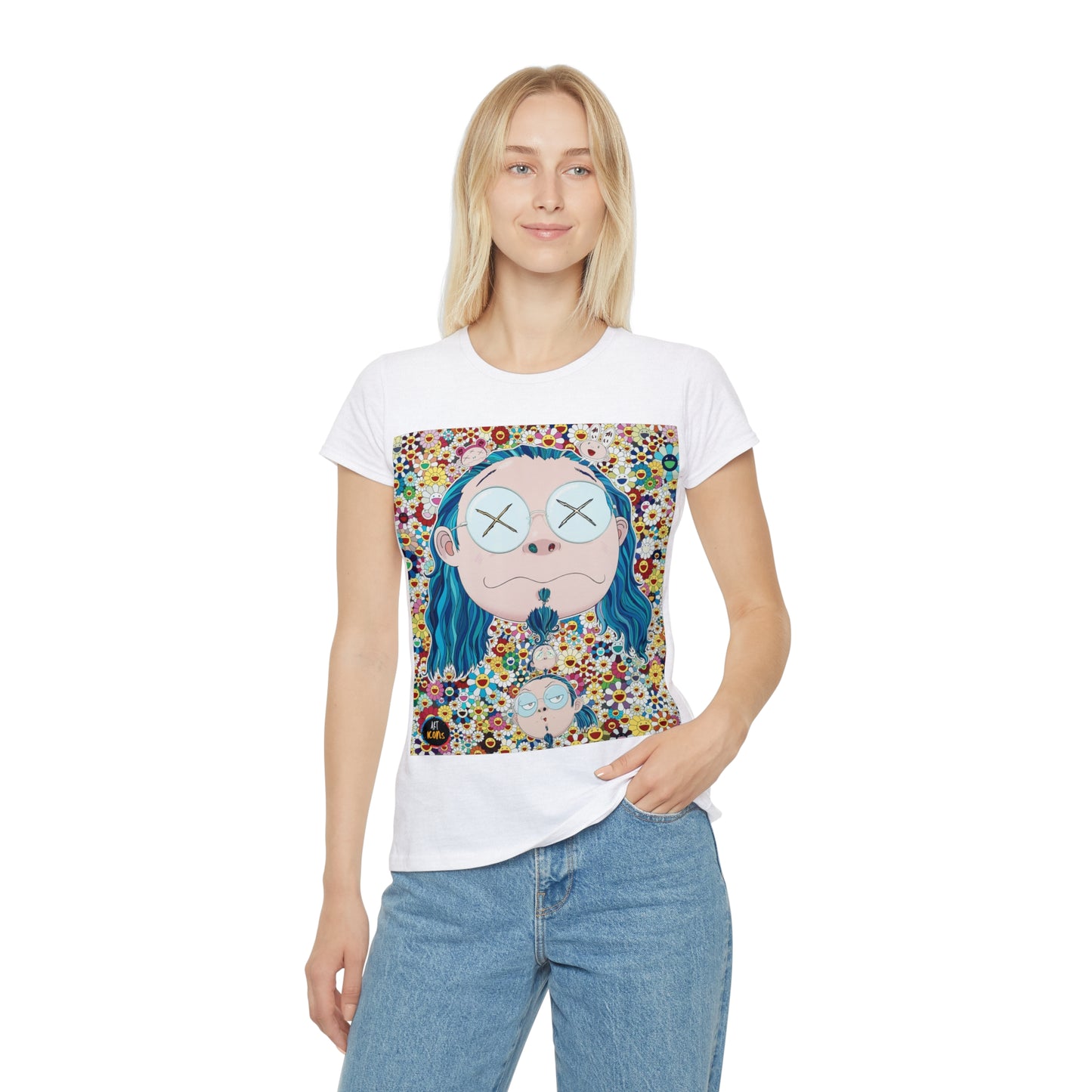 Women's iconic artists T-Shirt Art pop japonés, Camiseta mujer arte japonés, Arte Regalo Mujer, Arte Superflat, Pintura Takashi Murakami