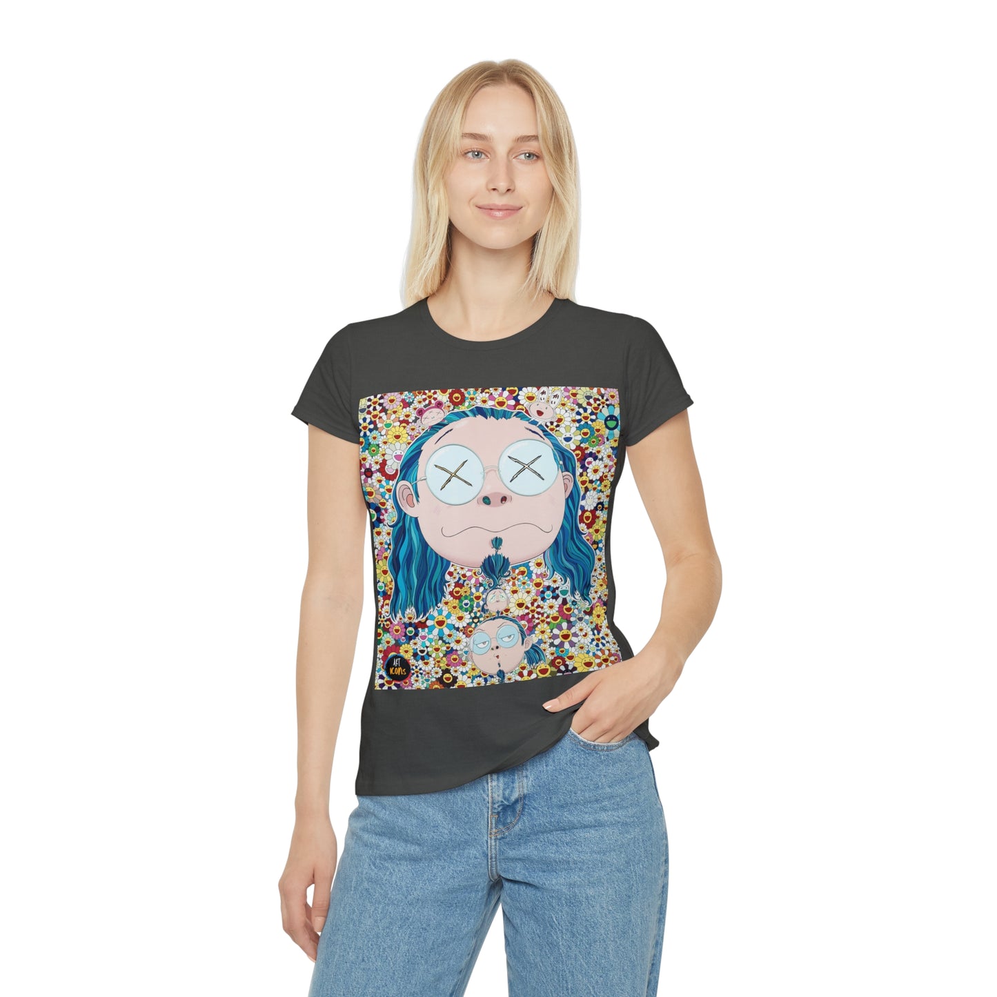 Women's iconic artists T-Shirt Art pop japonés, Camiseta mujer arte japonés, Arte Regalo Mujer, Arte Superflat, Pintura Takashi Murakami