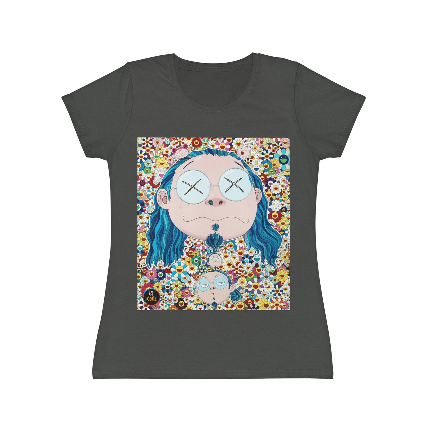 Women's iconic artists T-Shirt Art pop japonés, Camiseta mujer arte japonés, Arte Regalo Mujer, Arte Superflat, Pintura Takashi Murakami