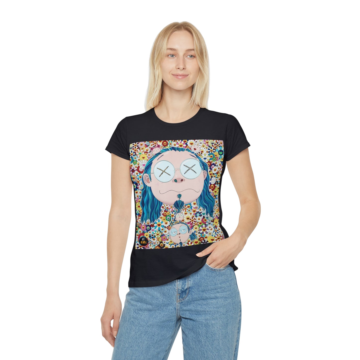 Women's iconic artists T-Shirt Art pop japonés, Camiseta mujer arte japonés, Arte Regalo Mujer, Arte Superflat, Pintura Takashi Murakami