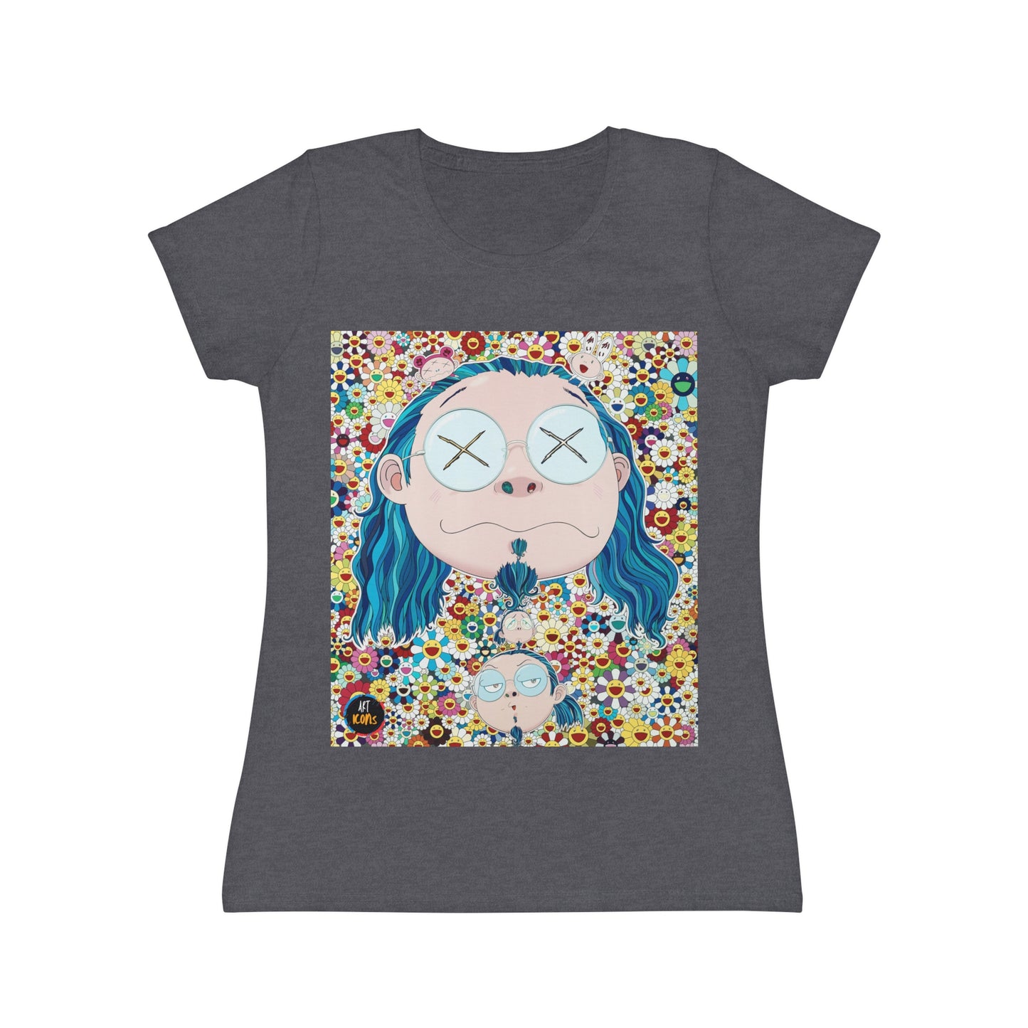 Women's iconic artists T-Shirt Art pop japonés, Camiseta mujer arte japonés, Arte Regalo Mujer, Arte Superflat, Pintura Takashi Murakami