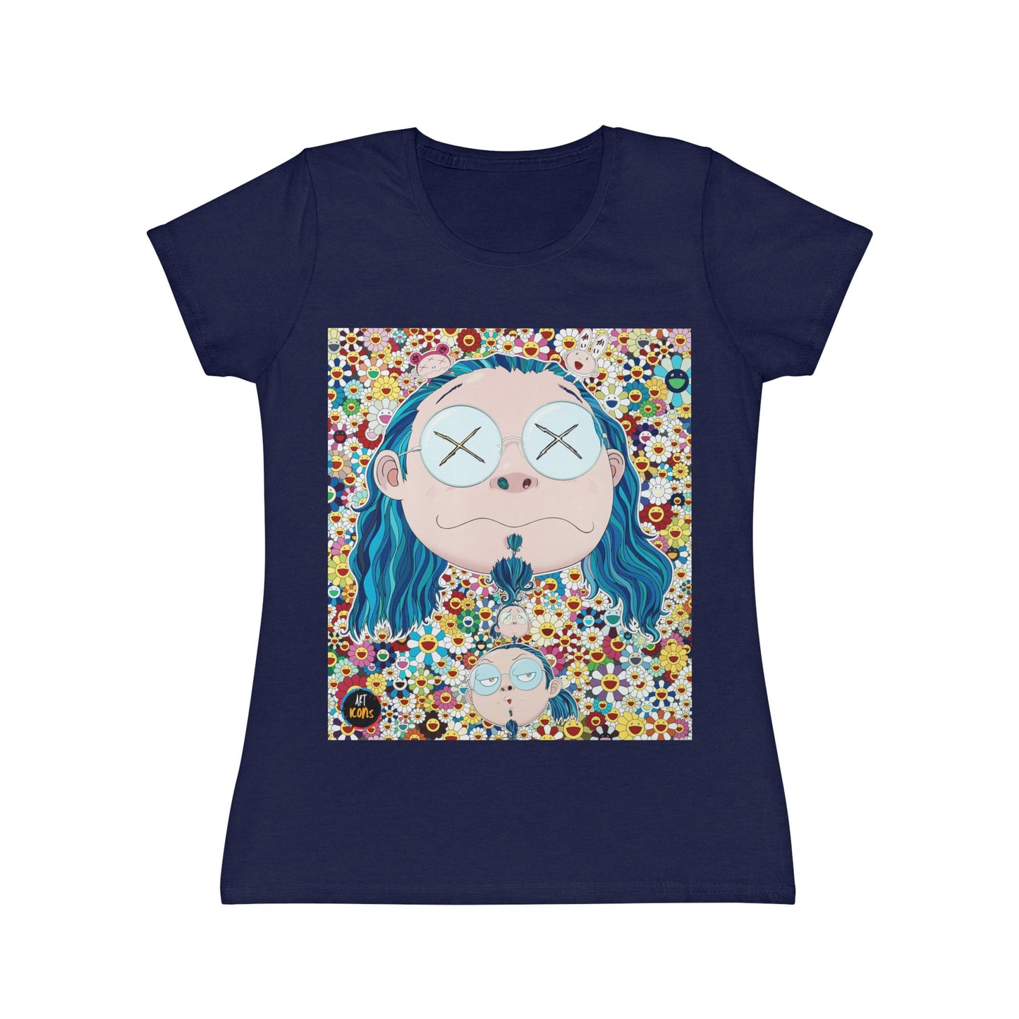 Women's iconic artists T-Shirt Art pop japonés, Camiseta mujer arte japonés, Arte Regalo Mujer, Arte Superflat, Pintura Takashi Murakami