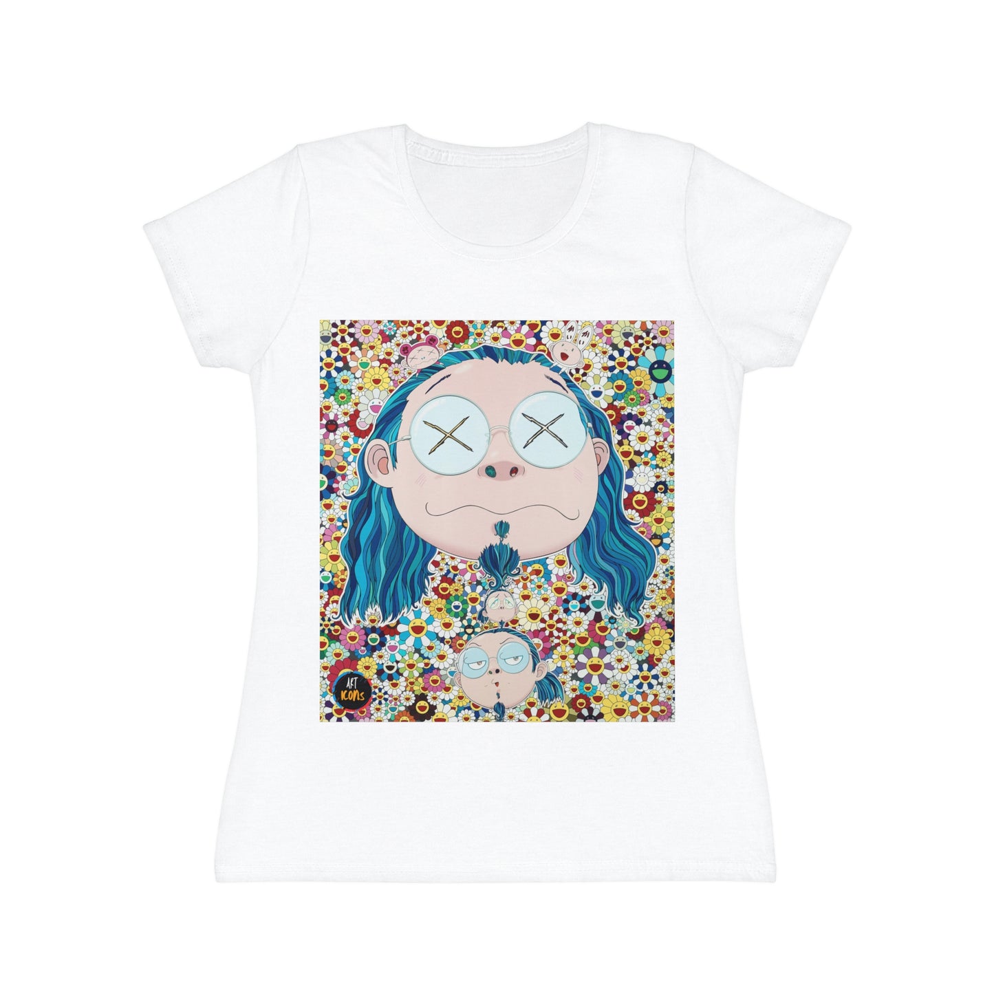 Women's iconic artists T-Shirt Art pop japonés, Camiseta mujer arte japonés, Arte Regalo Mujer, Arte Superflat, Pintura Takashi Murakami