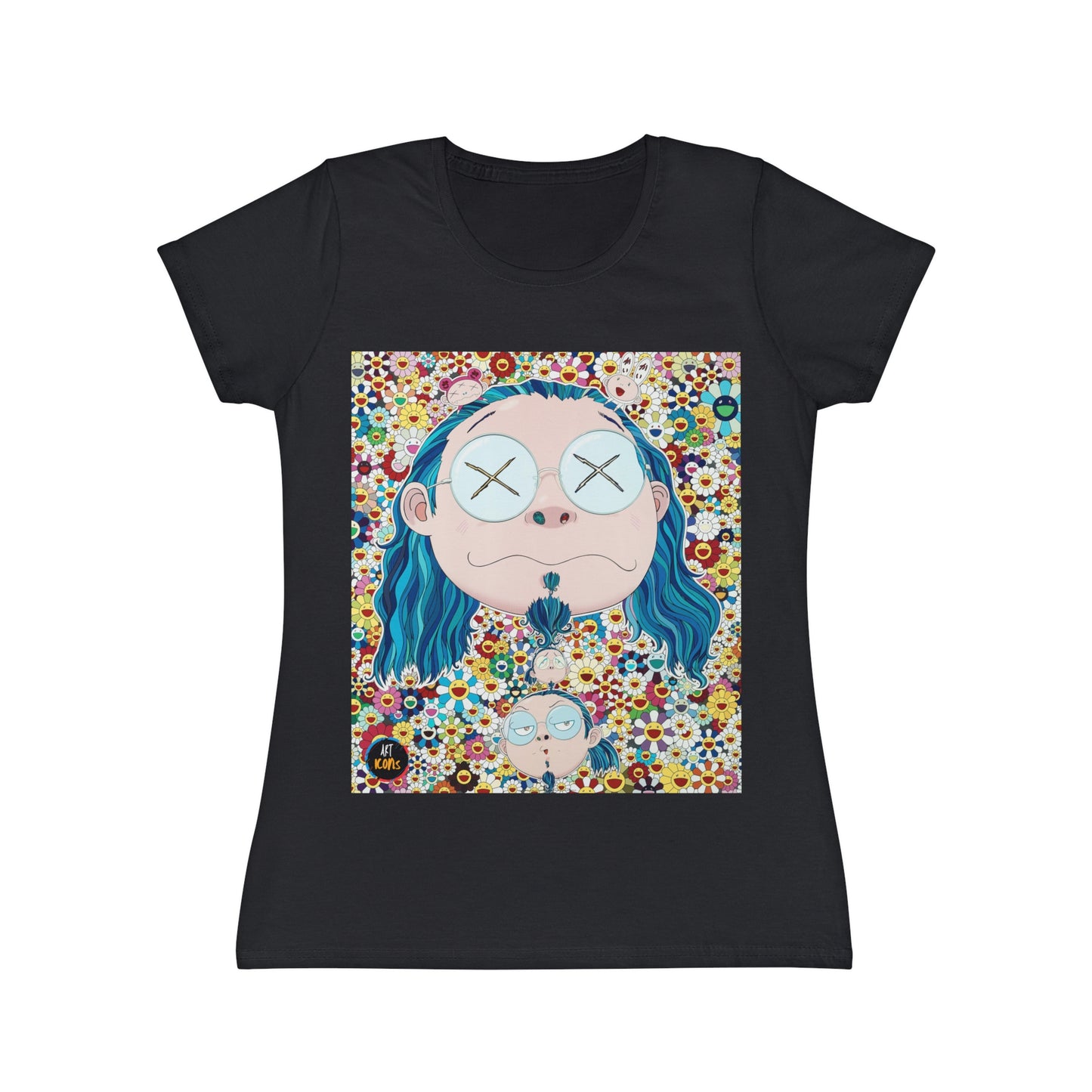 Women's iconic artists T-Shirt Art pop japonés, Camiseta mujer arte japonés, Arte Regalo Mujer, Arte Superflat, Pintura Takashi Murakami