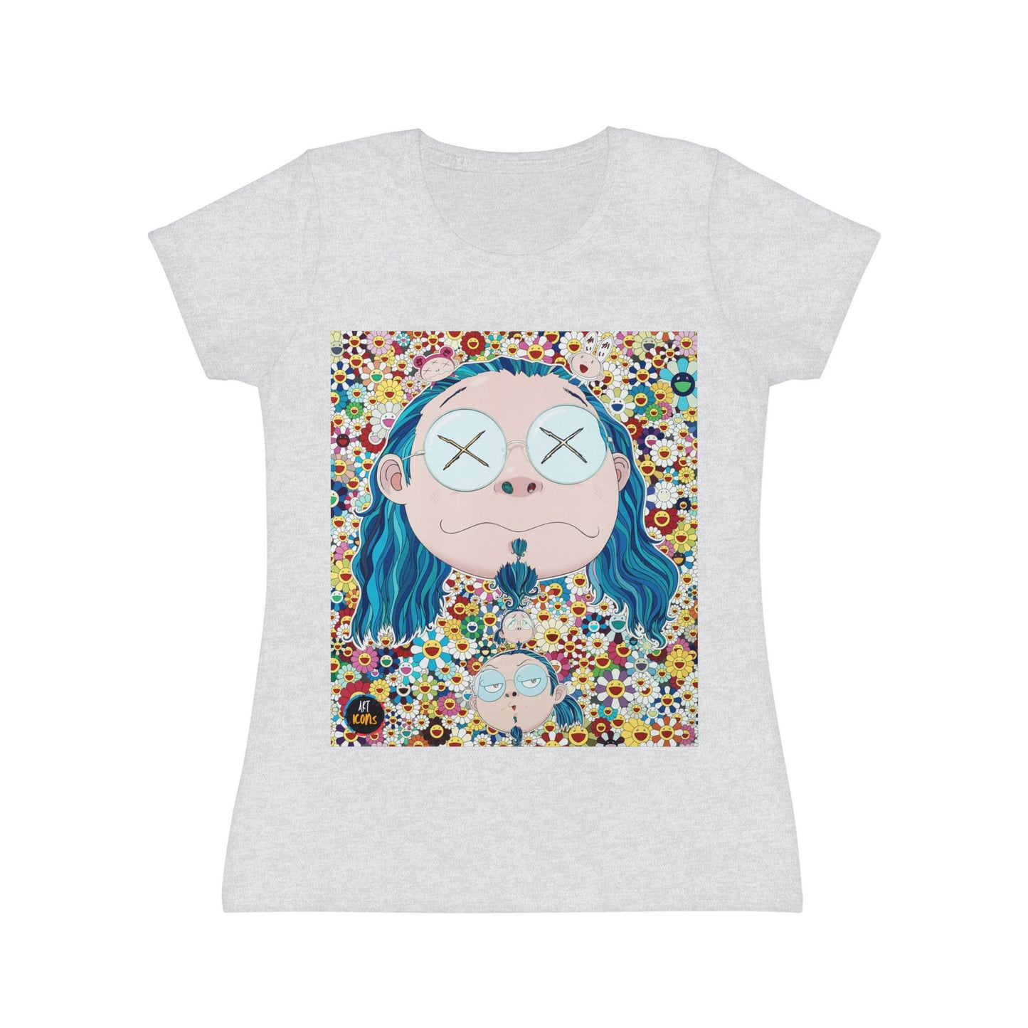 Women's iconic artists T-Shirt Art pop japonés, Camiseta mujer arte japonés, Arte Regalo Mujer, Arte Superflat, Pintura Takashi Murakami