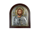 Silver Αxion εικόνα Χριστός οβάλ με ξύλινο πλαίσιο και πέτρες